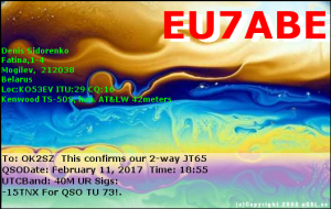 EU7ABE 20170211 1855 40M JT65
