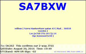 SA7BXW 20160820 1949 40M JT65